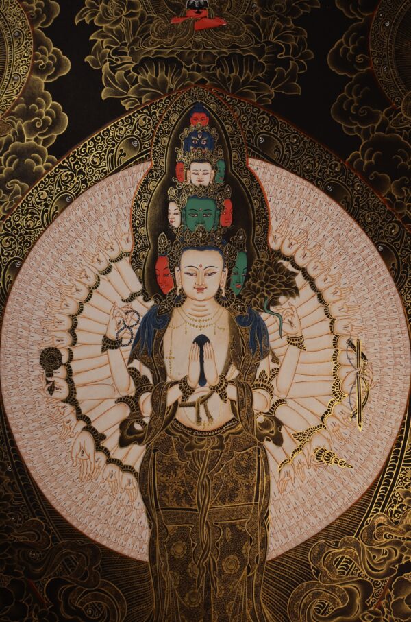 Thangka représentant Avalokiteshvara ou "le Seigneur des Mondes", considéré comme l’incarnation d’une des plus importantes vertus bouddhiques : la Compassion