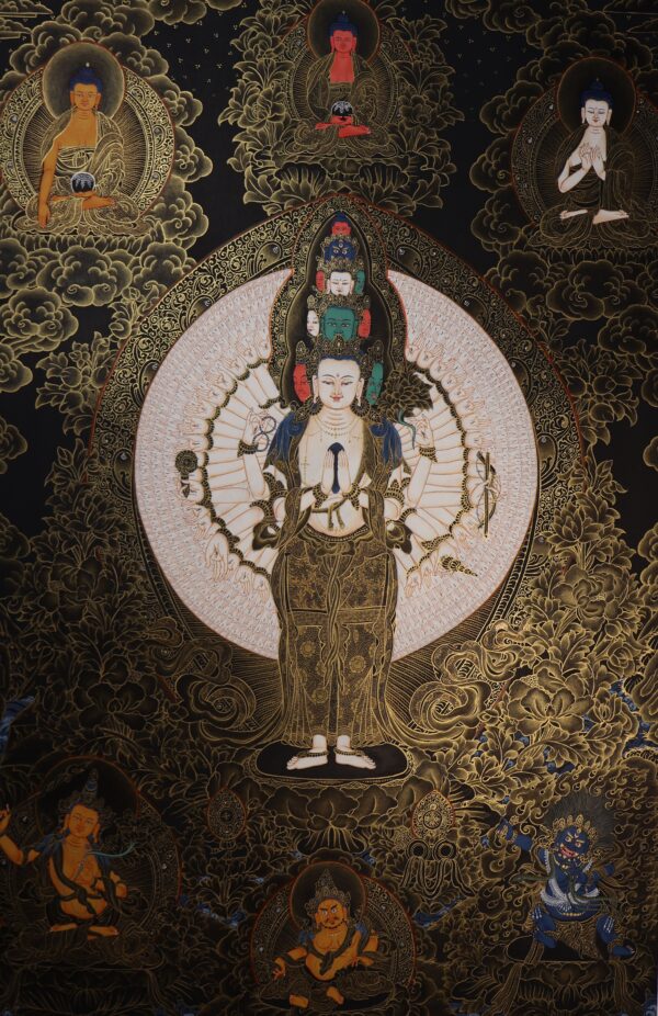 Thangka représentant Avalokiteshvara ou "le Seigneur des Mondes", considéré comme l’incarnation d’une des plus importantes vertus bouddhiques : la Compassion