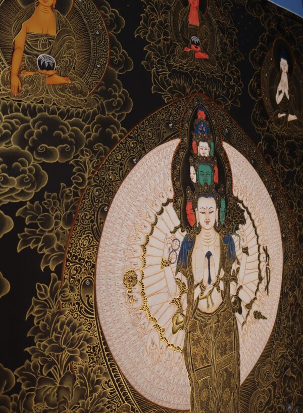 Thangka représentant Avalokiteshvara ou "le Seigneur des Mondes", considéré comme l’incarnation d’une des plus importantes vertus bouddhiques : la Compassion