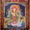 Thangka représentant Sarasvati, la divinité de la connaissance et la maîtresse des arts