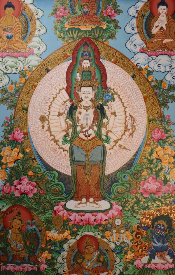 Thangka représentant Avalokiteshvara ou "le Seigneur des Mondes"